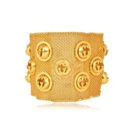 Italian Gucci 18k Yellow Gold Mesh Cuff Bracelet 16534 TV