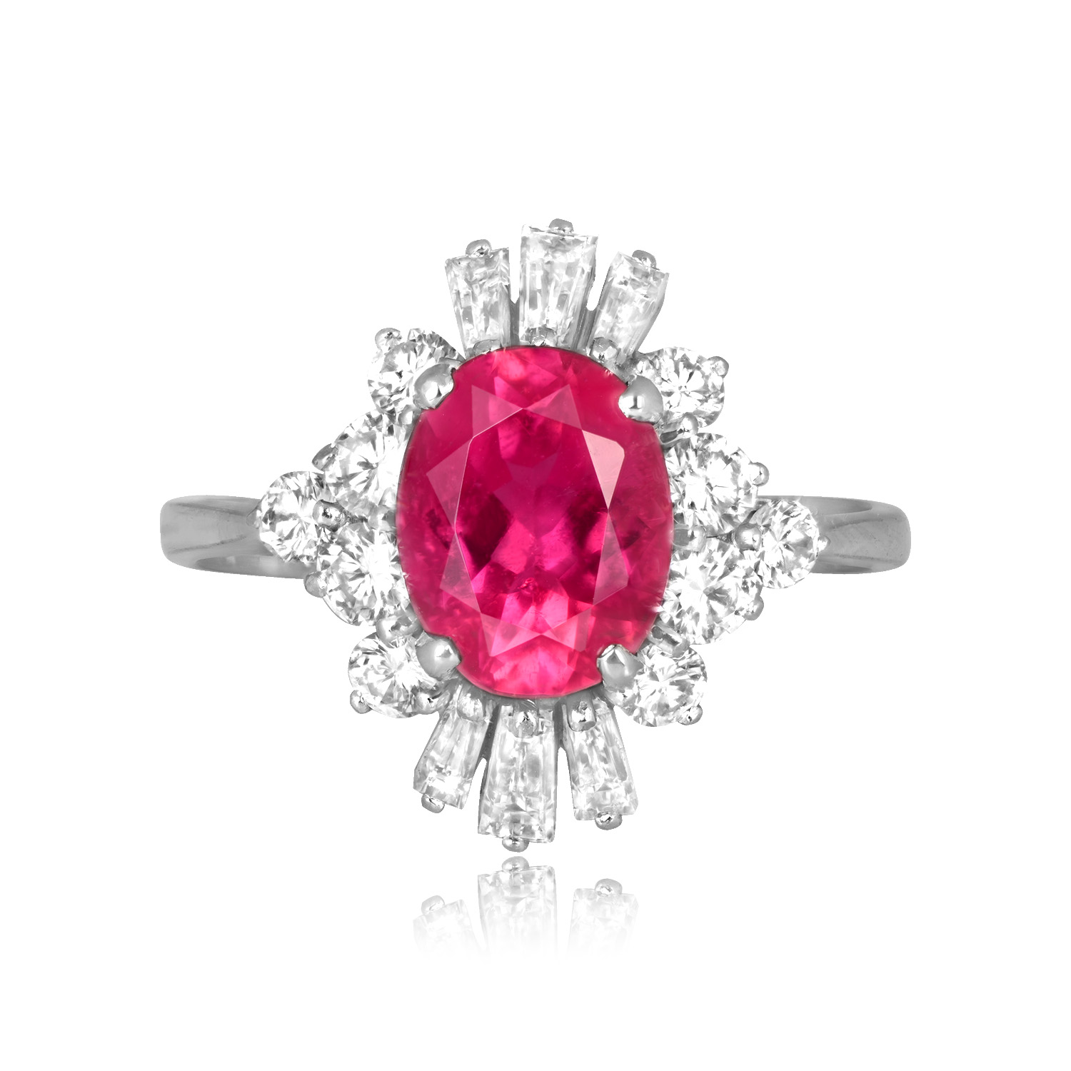 Stacked from 42 images. Method=C (S=1) 1.94ct oval cut pink tourmaline 10k white gold Dyllon Ring 16535 TV