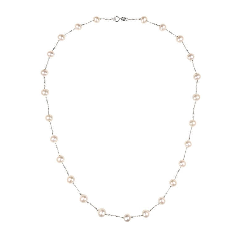 White Gold Stationed Pearl Dighton Necklace
