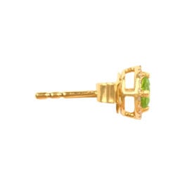 round cut Peridot Halo Yellow Gold Overland Earrings 16538 TSV