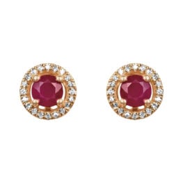0.54 carat total ruby and diamond halo Satanta Earrings 16542 TV