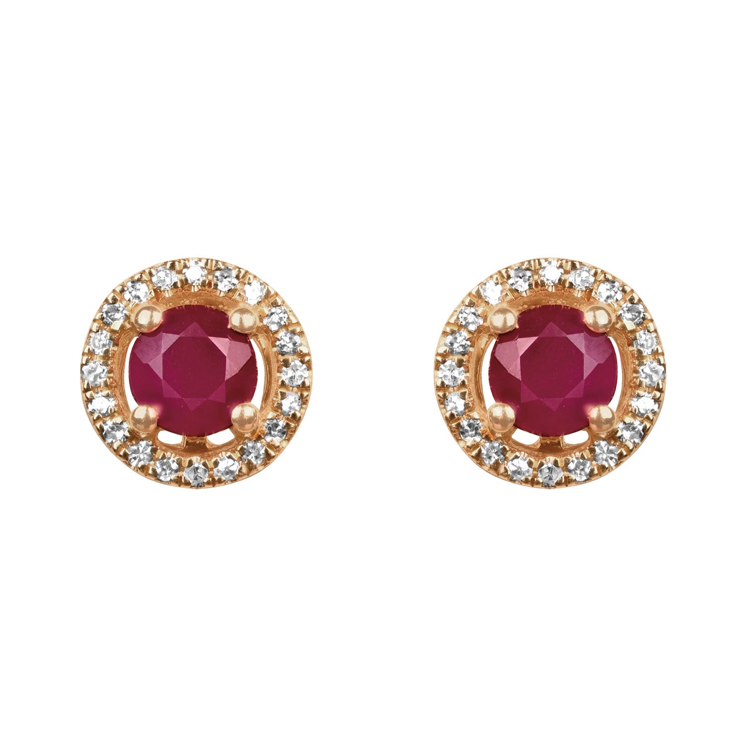 0.54 carat total ruby and diamond halo Satanta Earrings 16542 TV