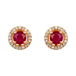 0.54 carat total ruby and diamond halo Satanta Earrings 16542 TV