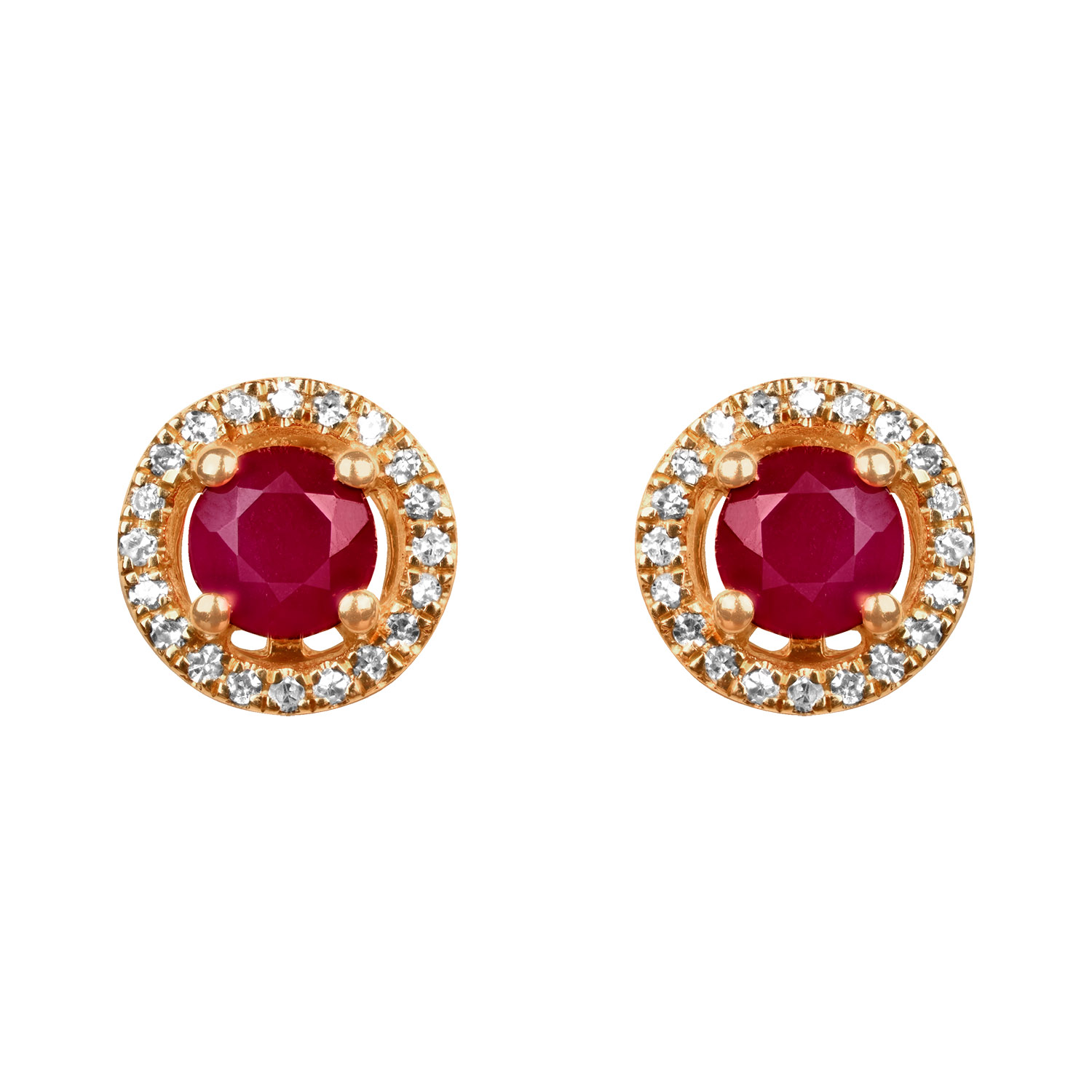 Stacked from 12 images. Method=C (S=1) 0.54 carat total ruby and diamond halo Satanta Earrings 16542 TV