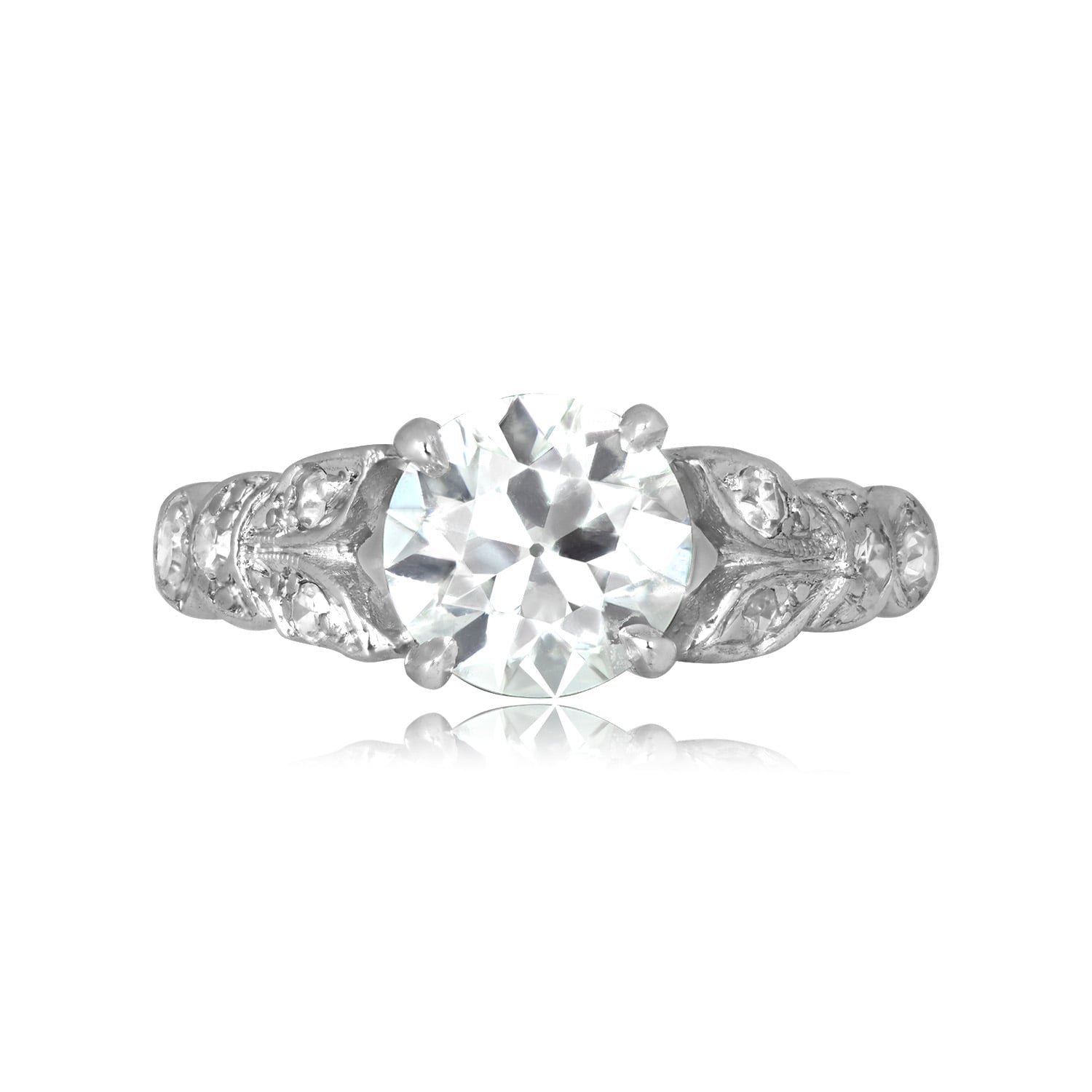 Stacked from 25 images. Method=C (S=1) Antique, Art Deco 1.02ct old European cut diamond Eskridge Ring 16561 TV