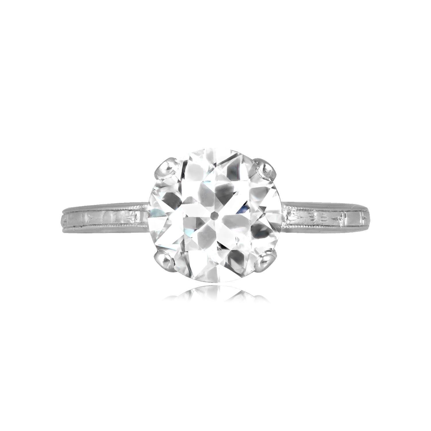 Stacked from 37 images. Method=C (S=1) Vintage 1950s 1.81 carat old European cut diamond Helendale Ring 16564 TV