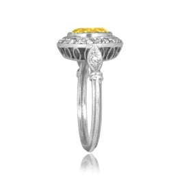 1.56ct Fancy Deep Yellow Diamond platinum Halo Cameron Ring RC102634 TSV