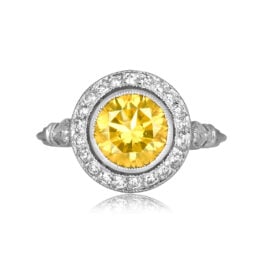 1.56 carat fancy deep yellow diamond halo Cameron Ring RC102634 TV