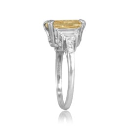 3.71 carat elongated radiant cut yellow diamond platinum Lakeland Ring RC104934 TSV