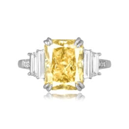 3.71 carat elongated radiant cut yellow diamond Lakeland Ring RC104934 TV