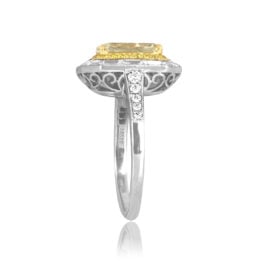 elongated Radiant Cut Light Yellow Diamond Halo Bellair Ring 16510 TSV