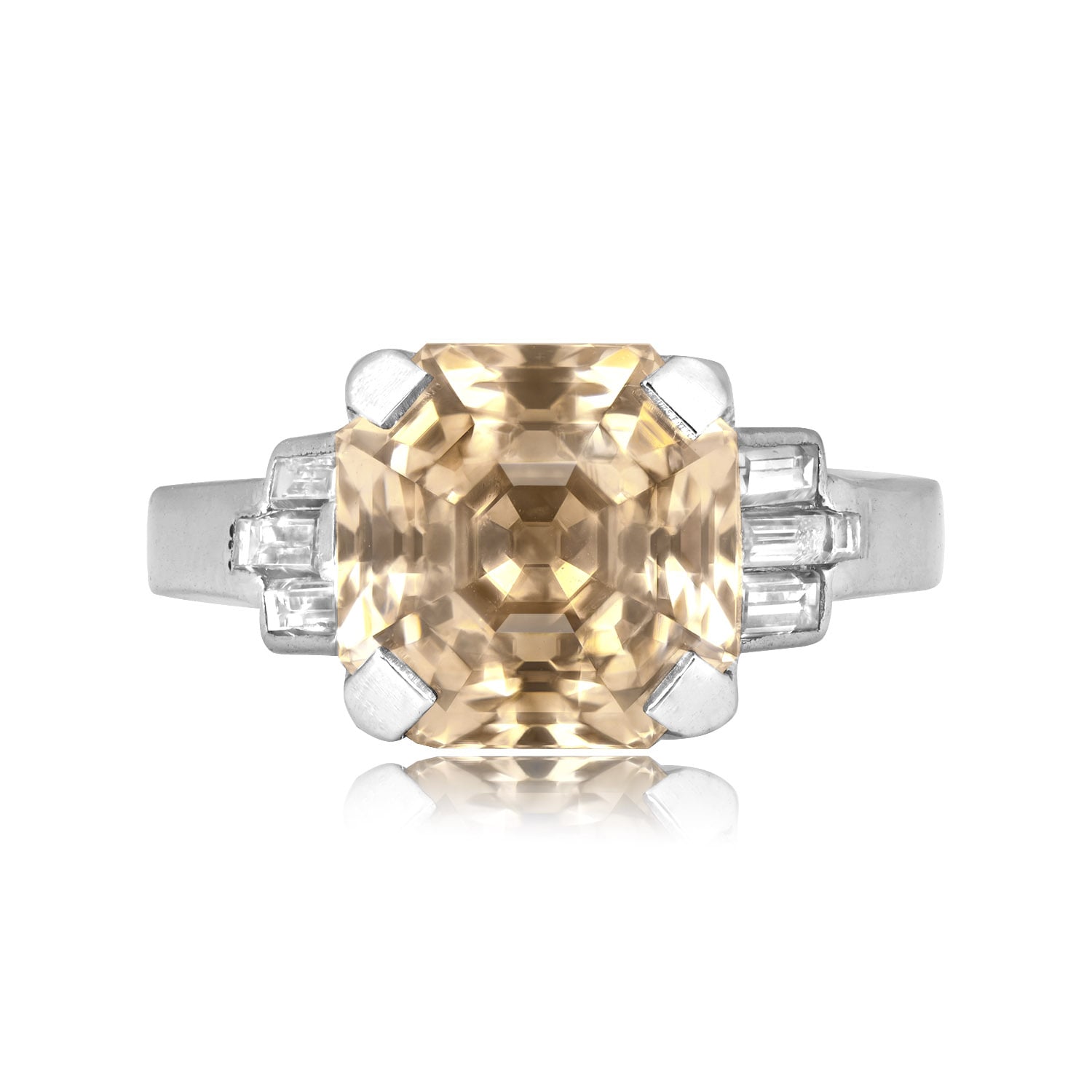 5.62 carat champagne color antique asscher cut diamond Grandview Ring 16547 TV