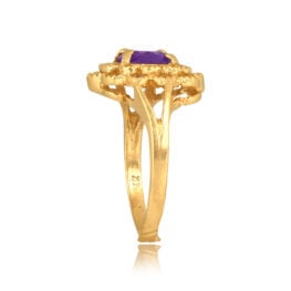 round cut amethyst floral yellow gold Cassoday Ring 16554 TSV