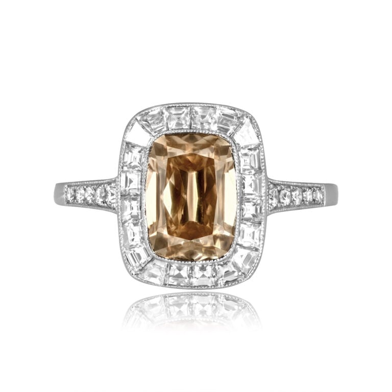 GIA 2.01ct Champagne Diamond Halo Raymore Ring