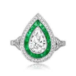 1.02 carat pear shape diamond double halo ASS086 TV