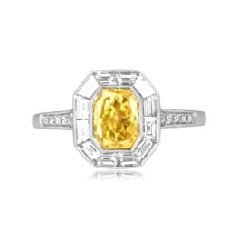 1.01 carat fancy vivid yellow radiant cut diamond Yankton Ring ASS092 TV