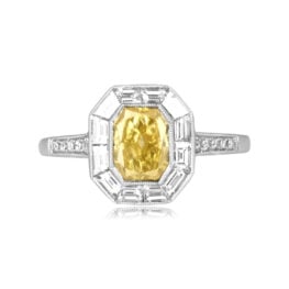 1.01 carat fancy vivid yellow radiant cut diamond Yankton Ring ASS092 TV