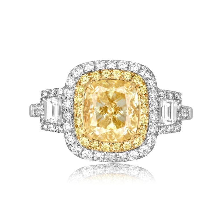 2.00ct Light Yellow Diamond Halo Gainesville Ring
