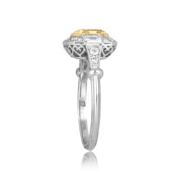 GIA certified 1.28ct Cushion Cut Light Yellow Diamond Halo Kenoma Ring ASS187 TSV