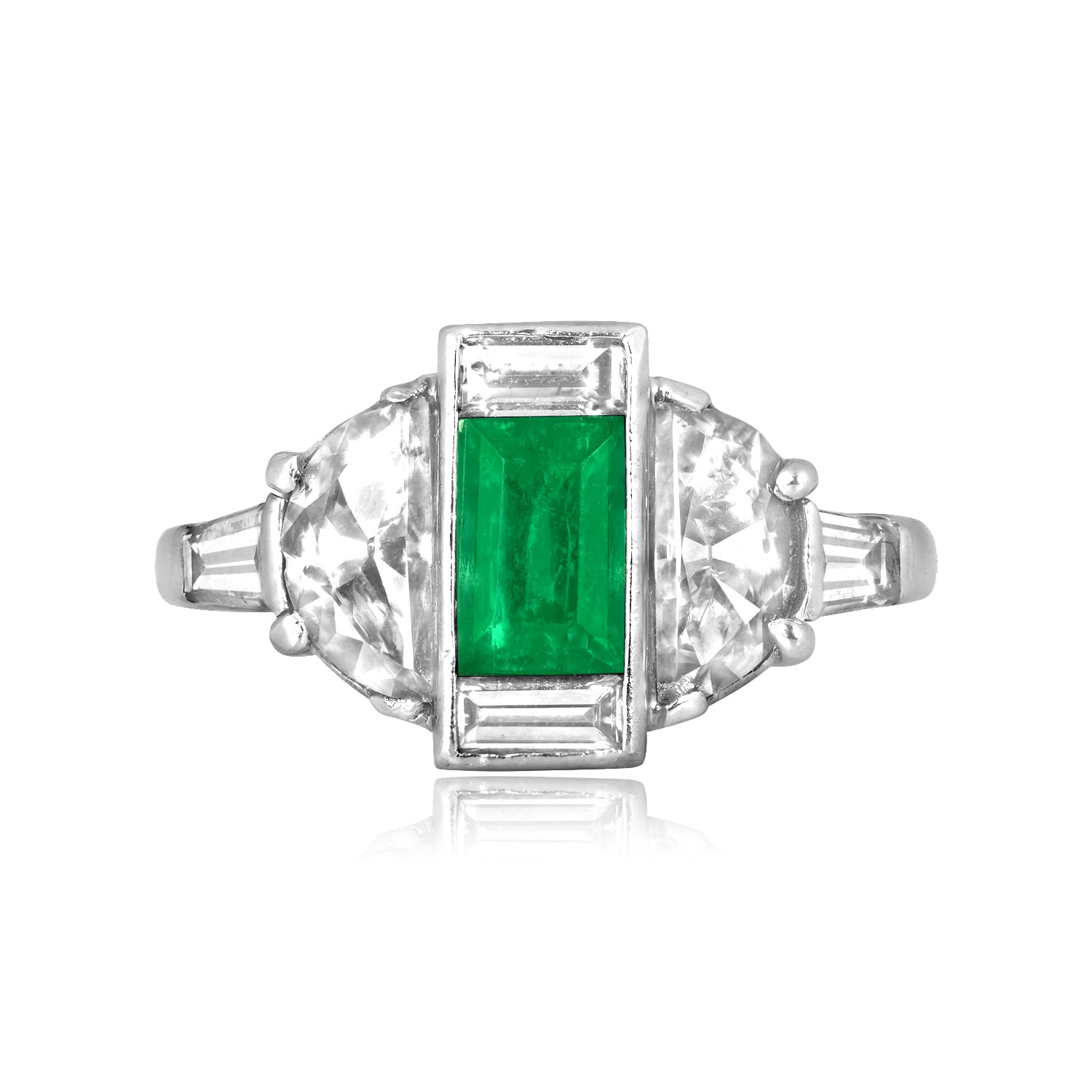 Vintage Mid Century ring emerald and diamond Hawarden Ring ASS1960