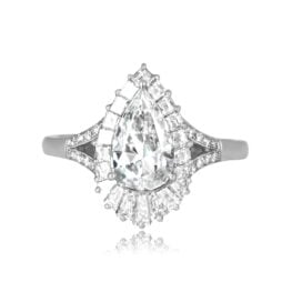 1.04 carat pear shaped diamond platinum halo Benclare Ring ASS237 TV