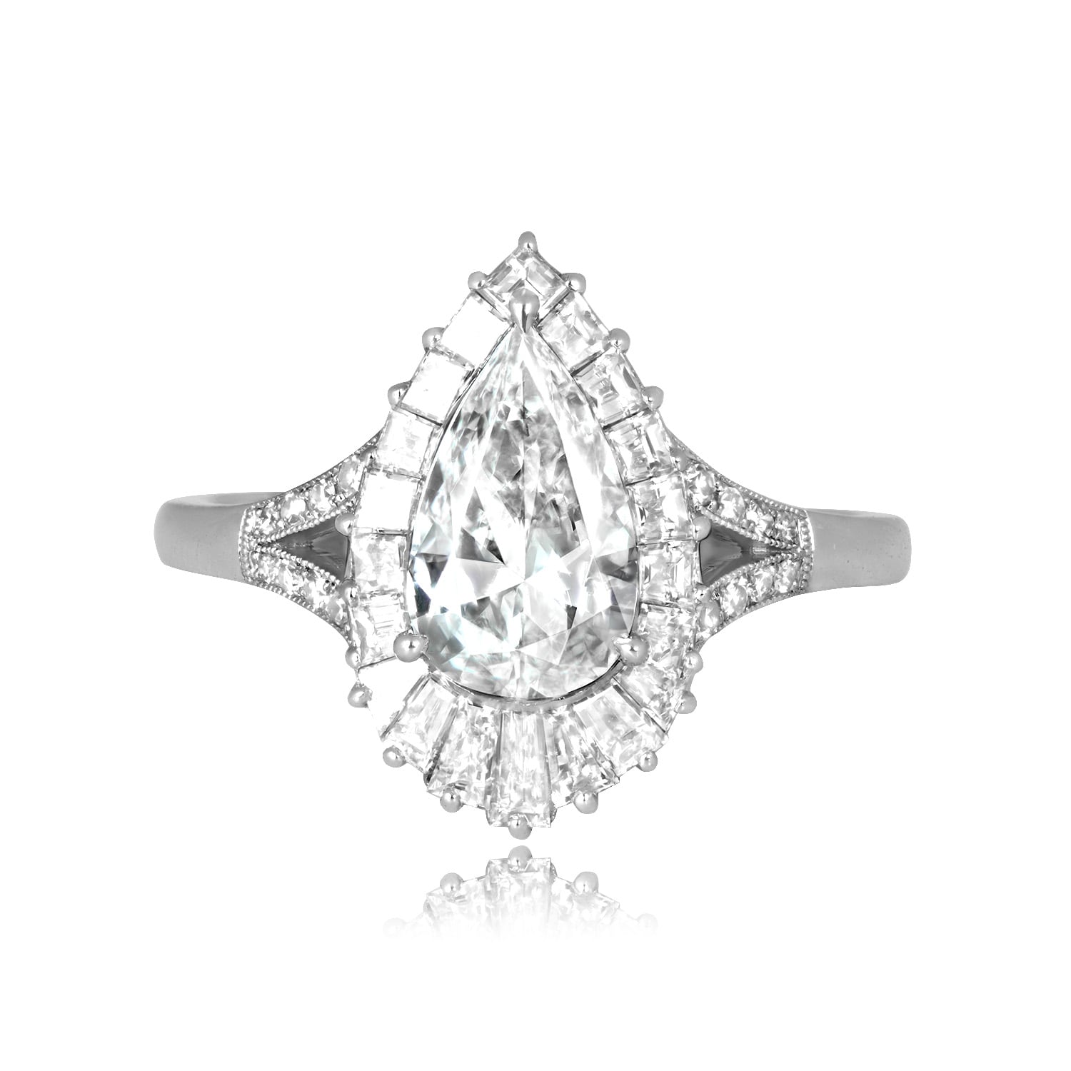 1.04 carat pear shaped diamond platinum halo Benclare Ring ASS237 TV