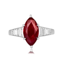 2.26ct marquise cut ruby platinum Lester Ring ASS254 TV