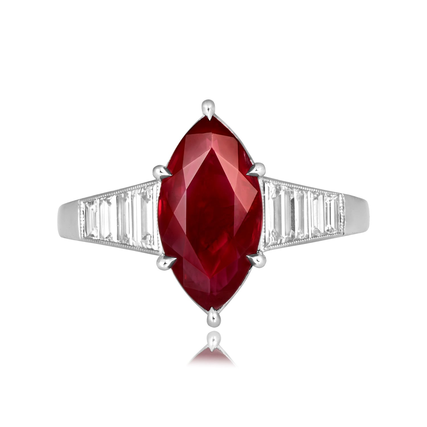 2.26ct marquise cut ruby platinum Lester Ring ASS254 TV
