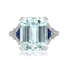 6.30ct emerald cut aquamarine platinum sapphire accent Comet Ring ASS323 TV