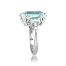 8.97 carat Emerald Cut Aquamarine Three Stone Albin Ring ASS330 TSV