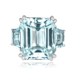 8.97 carat emerald cut aquamarine platinum Albin Ring ASS330 TV