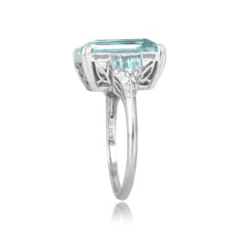 6.96 carat Emerald Cut Aquamarine and Diamond Melbeta Ring ASS331 TSV