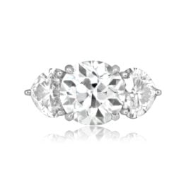3.73 carat round brilliant diamond and hear shaped diamond Rosalia Ring ASS4763 TV