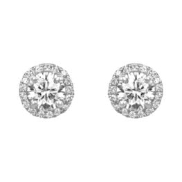 1.00 carat diamond white gold diamond halo Metalton Earrings Ass4814 TV