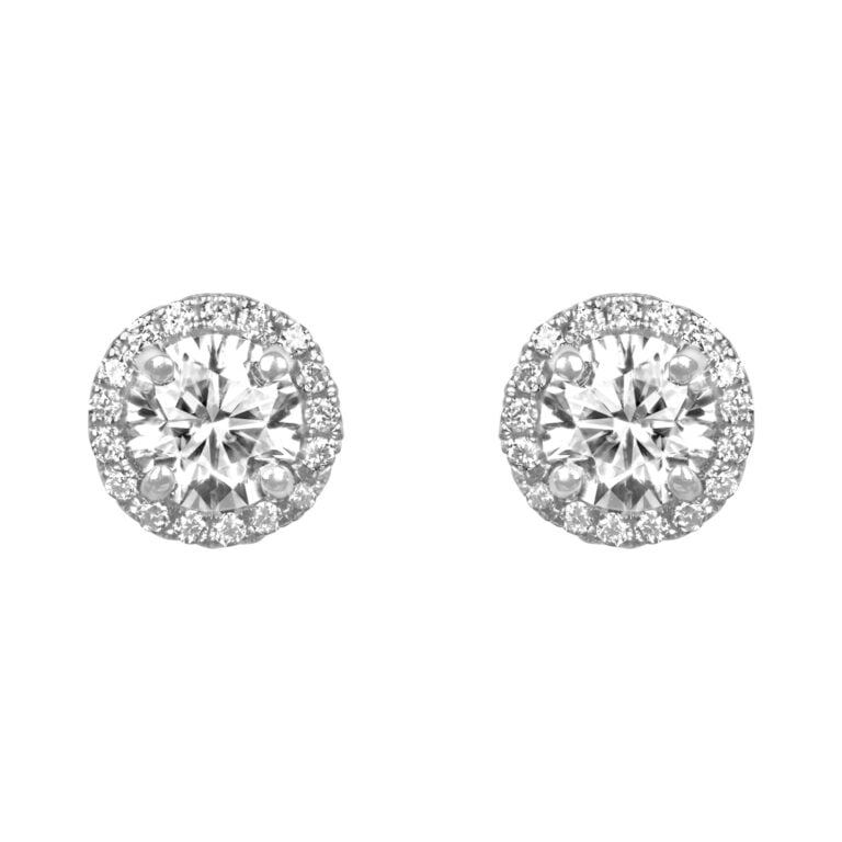 1.00ct Diamond White Gold Halo Metalton Earrings