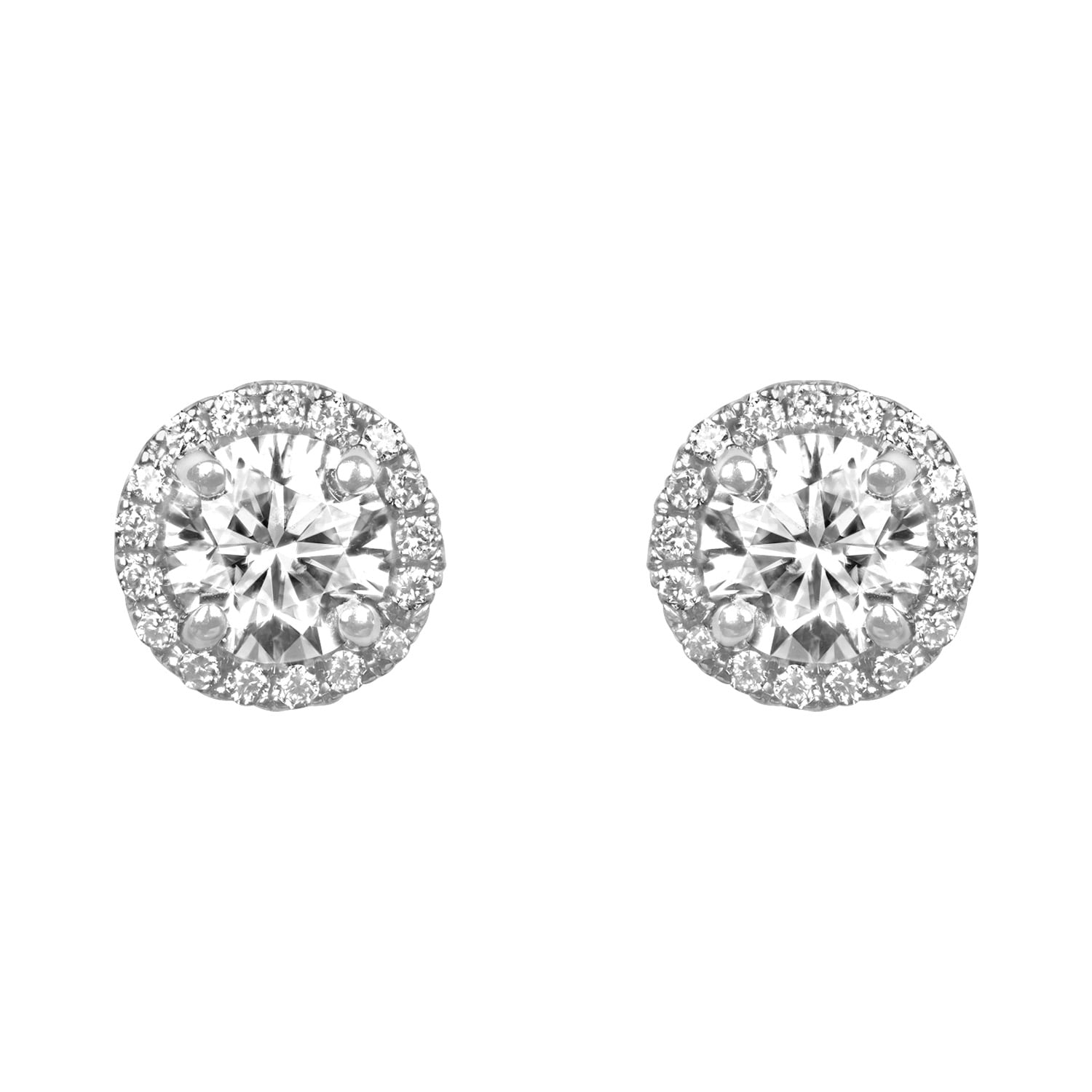 Stacked from 10 images. Method=C (S=1) 1.00 carat diamond white gold diamond halo Metalton Earrings Ass4814 TV