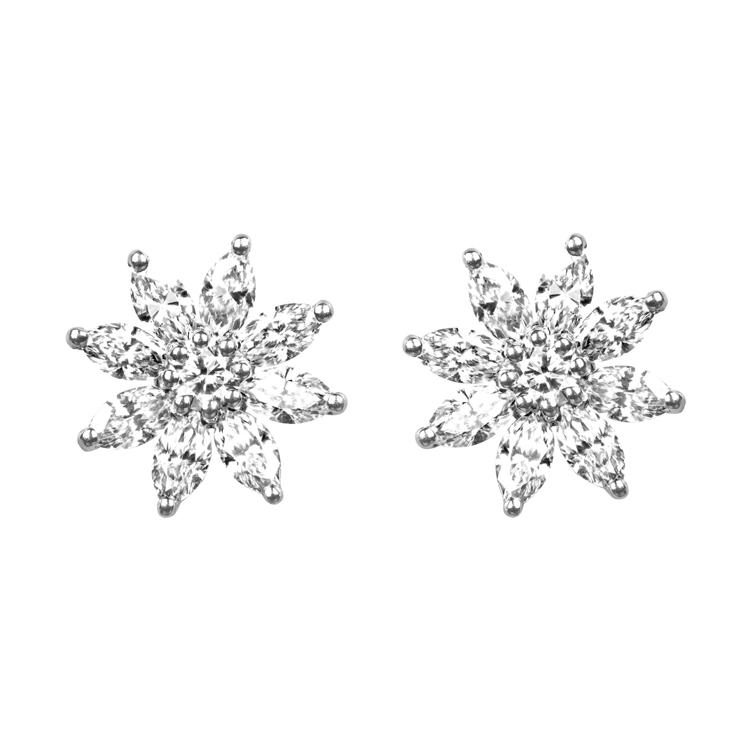 Stacked from 8 images. Method=C (S=1) Mix shape diamond floral platinum Wayton Earrings ASS5578 TV