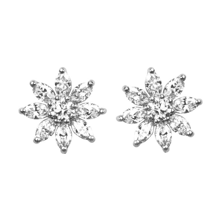 Platinum Diamond Blossom Poteau Earrings