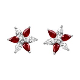 Floral earrings diamond and ruby platinum Blansett Earrings ASS6312 TV