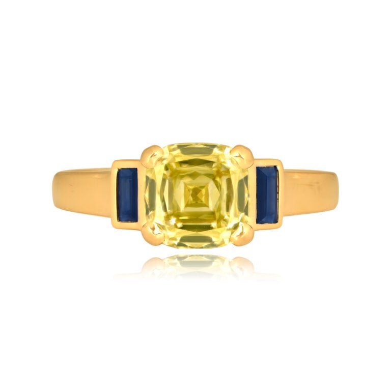 GIA 2.02ct Fancy Intense Greenish Yellow Diamond Ingalls Ring