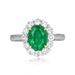 2.50 carat oval cut emerald platinum cluster Croton Ring MOSH TV