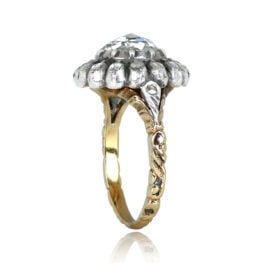 Georgian era 1.00 carat rose cut diamond silver on gold Mesquite Ring 13831 TSV