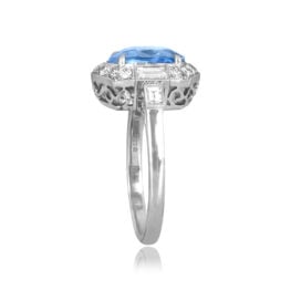 GIA 5.88ct No Heat Ceylon Sapphire Halo Rosella Ring 16464 TSV