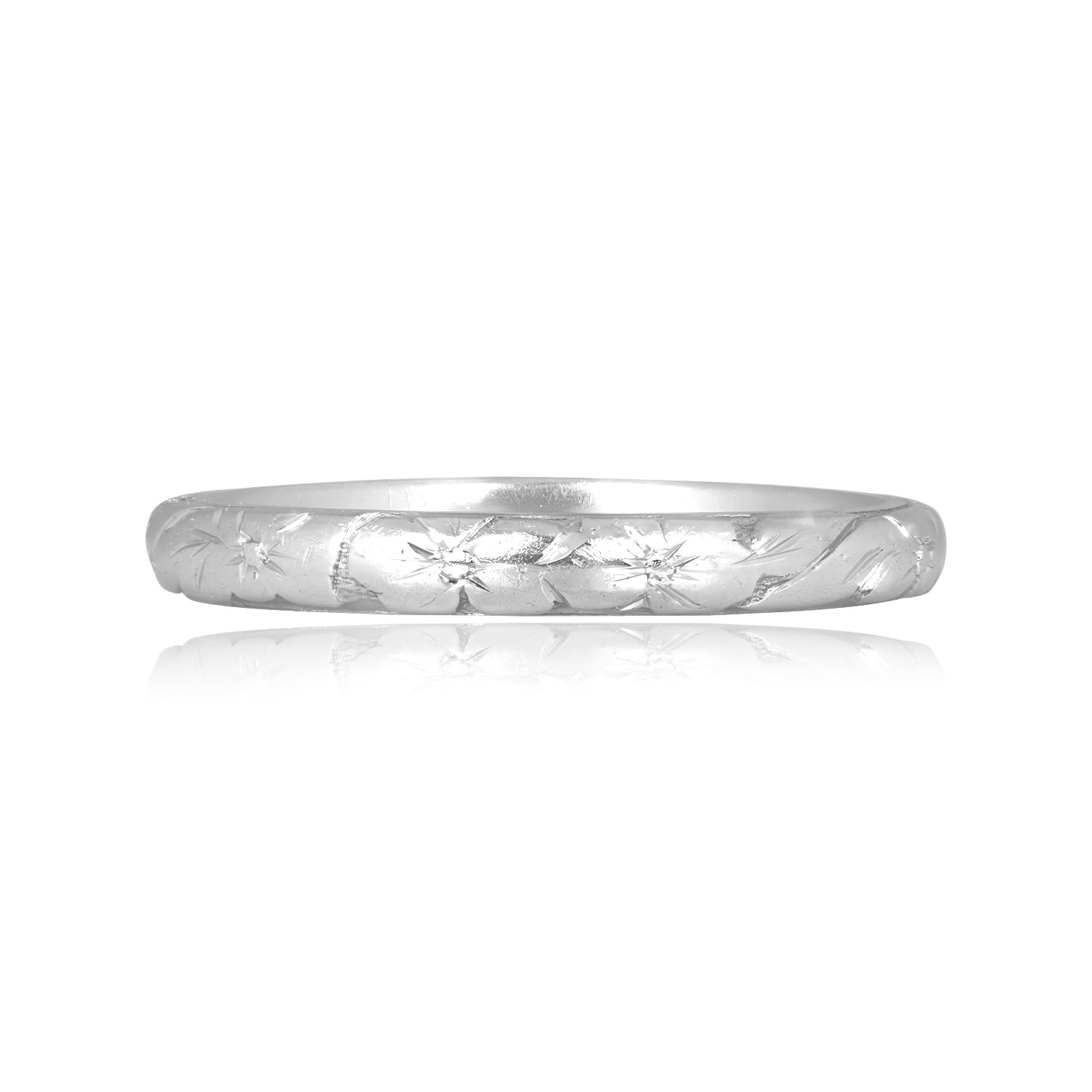 Art Deco Tiffany & Co. platinum floral engraved Tiffany Band 16582 TV