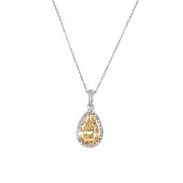 4.38ct pear shape light yellow diamond halo Arkalon Pendant 16590 TV