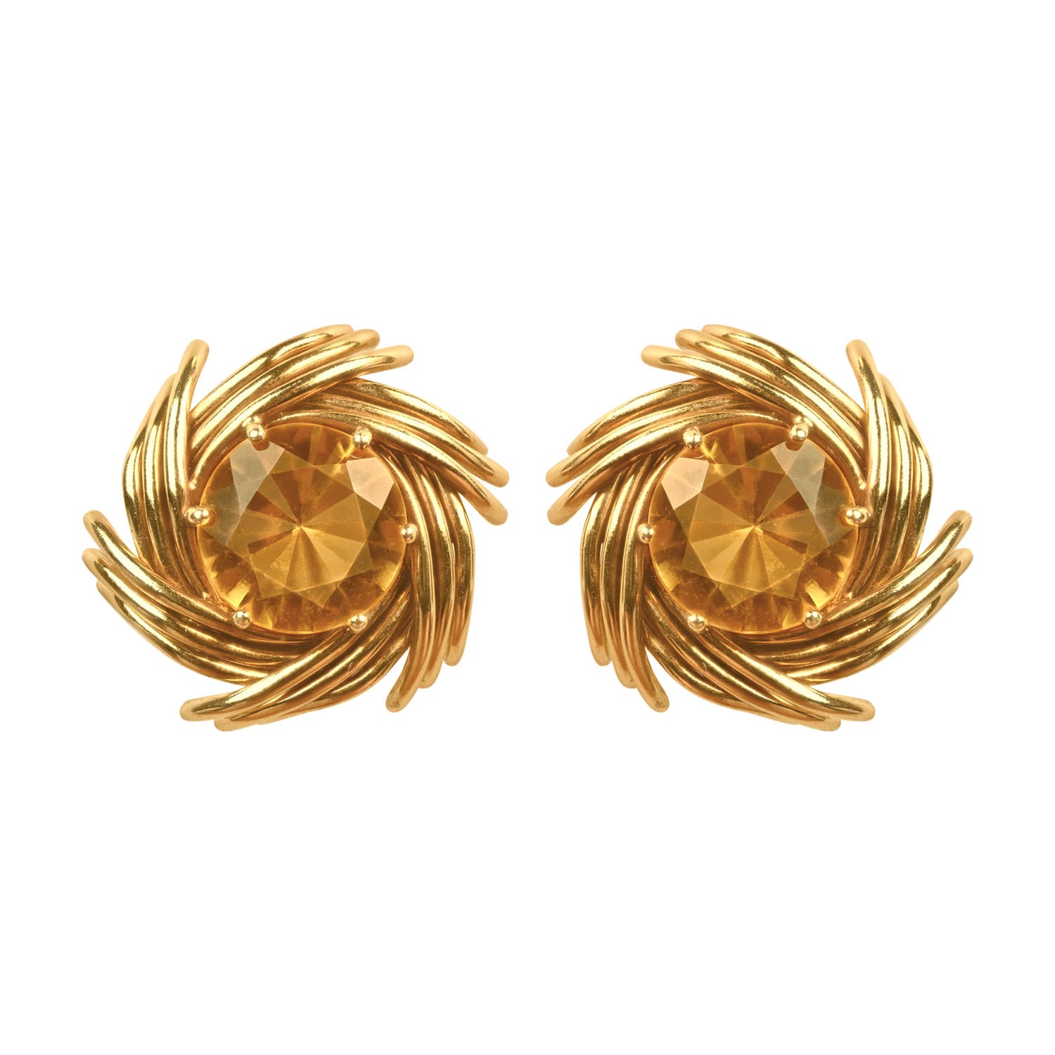 Stacked from 14 images. Method=C (S=1) Vintage Tiffany & Co. Schlumberger yellow gold and citrine Tiffany Earrings 16591 TV