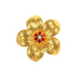 Tiffany & Co. Diamond and Ruby Floral Brooch Tiffany Brooch 16593 TV