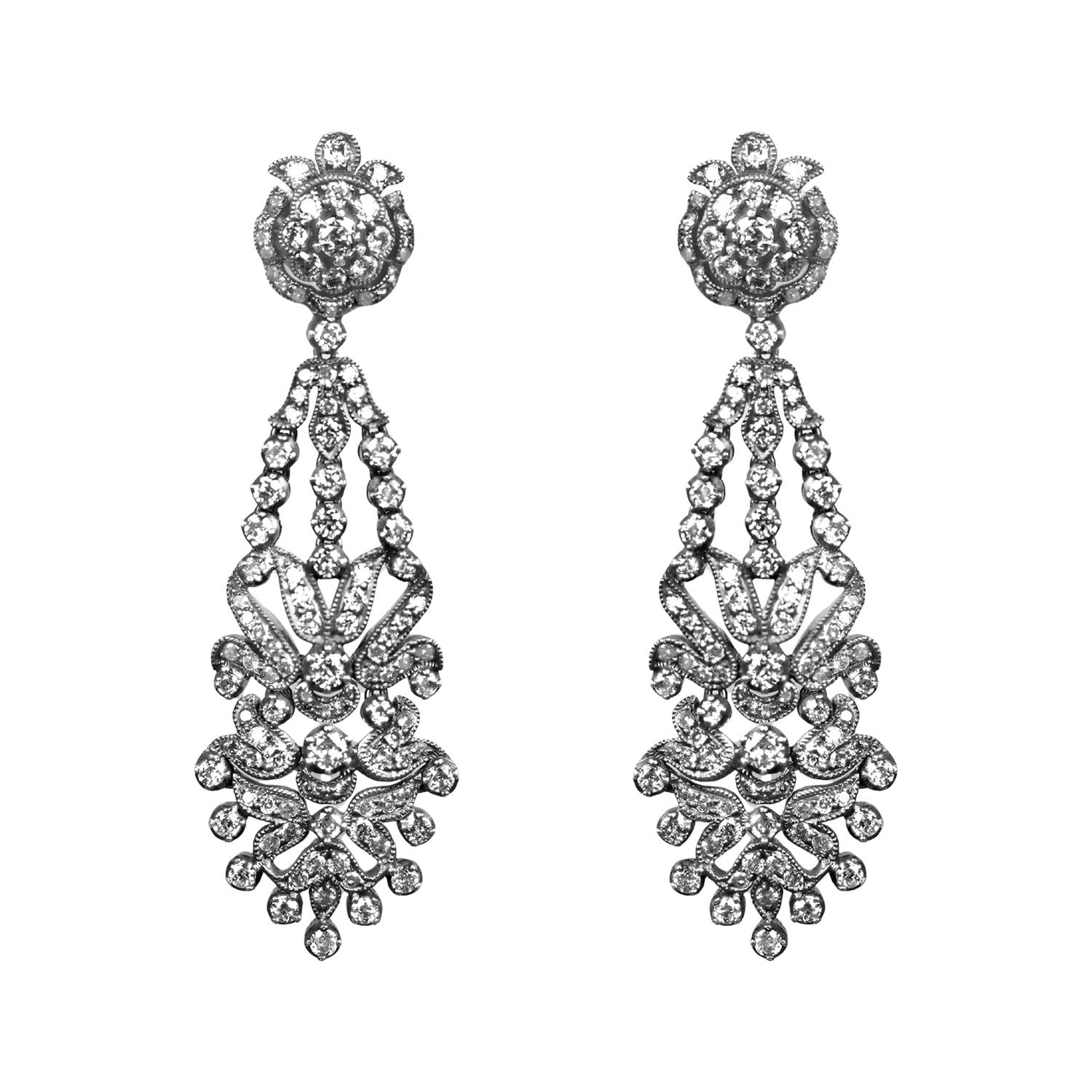 Edwardian era platinum on gold floral earrings Toponas Earrings 16614 TV