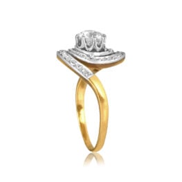 Art Nouveau platinum on gold diamond swirl Carbona Ring 16616 TSV