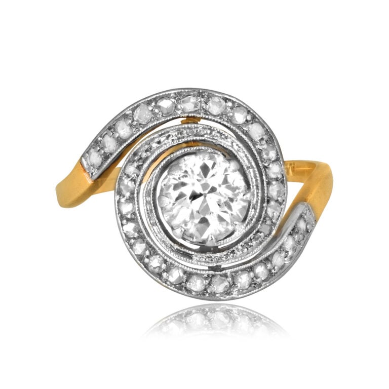 Art Nouveau Diamond Swirl Engagement Ring, Circa 1900, Carbona